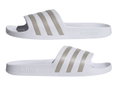adidas Badeschuhe Adilette Aqua 3-Streifen (Cloudfoam Fußbett, vorgeformter EVA-Riemen) weiss/platin - 1 Paar